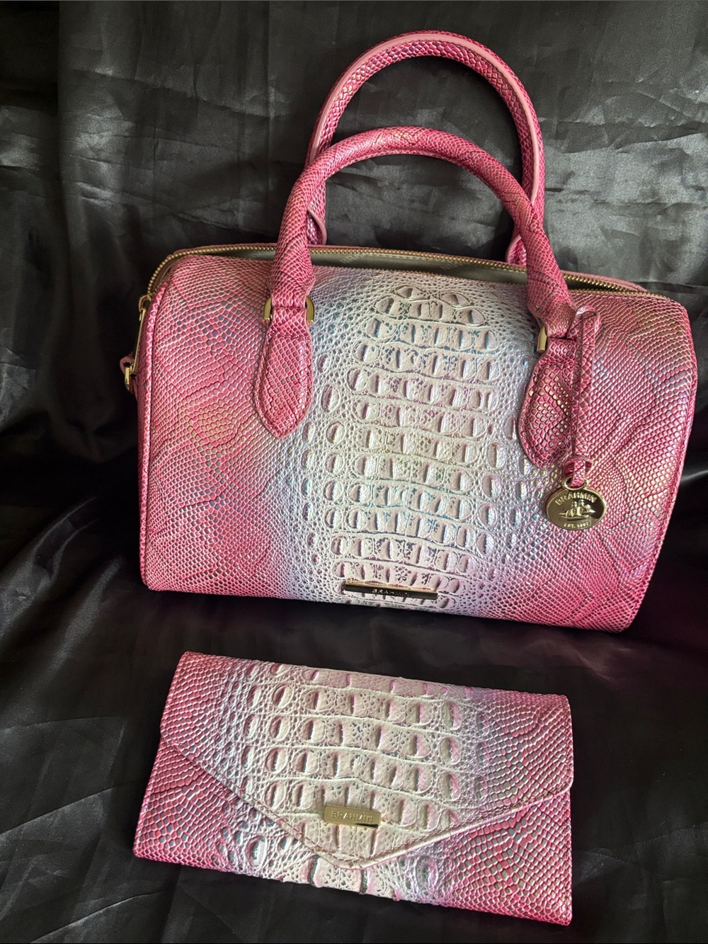 Brahmin Stacy-Multi Sundial Barrel Satchel & Veronica Wallet Set w/Dust Bag NWT